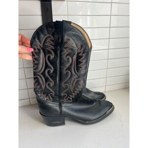 Ramrods Men's Black Leather Designer Western Cowboy Boot Non-Slip Sole Sz 7.5 D